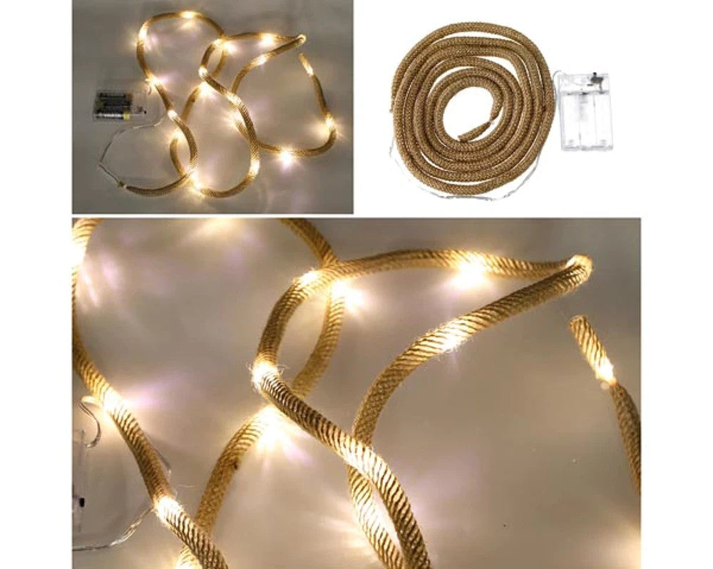 LED Lichterkette Seil 200 cm – 20 warmweiße LEDs, Batteriebetrieb