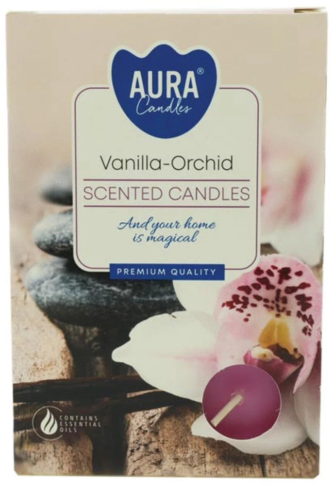 Duft-Teelichte 6er Pack – Jasminblüte, Vanille-Orchidee, Liebe – ca. 4 Std Brenn