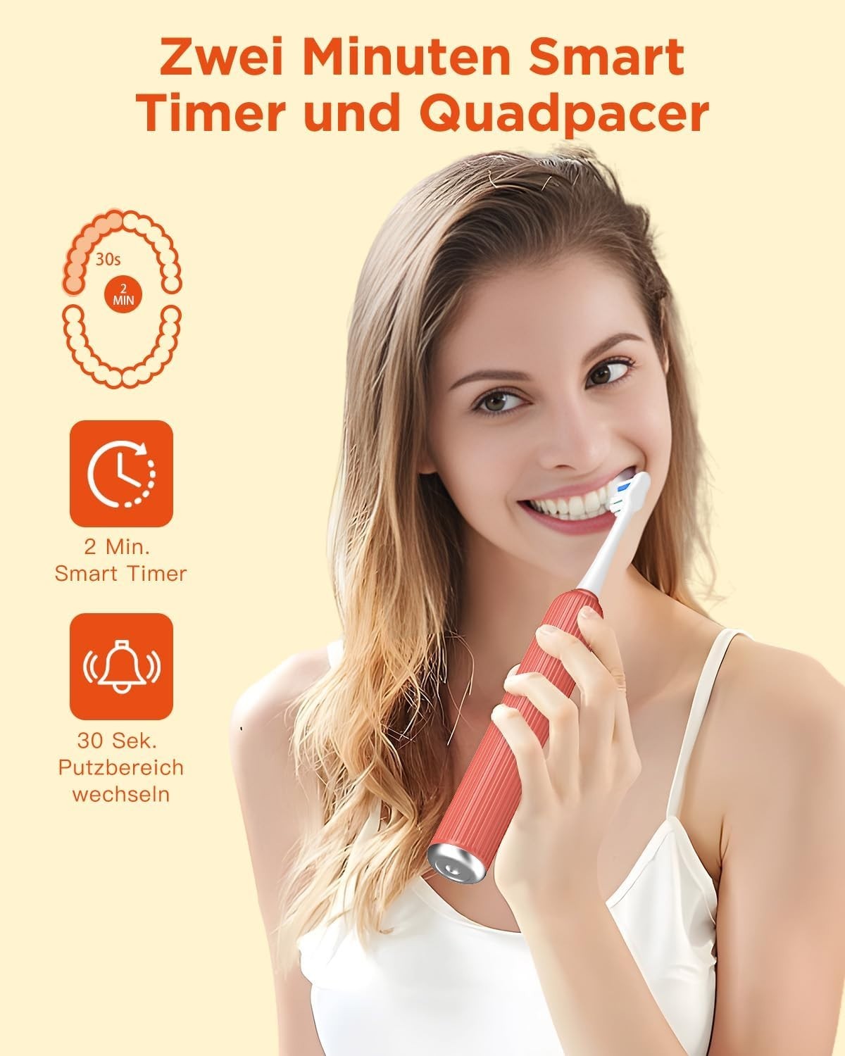 Elektrische Schallzahnbürste – 5 Modi 3 Intensitäten 8 Köpfe Timer Reiseetui   BLAU oder ROSENROT FARBE     6974680411613