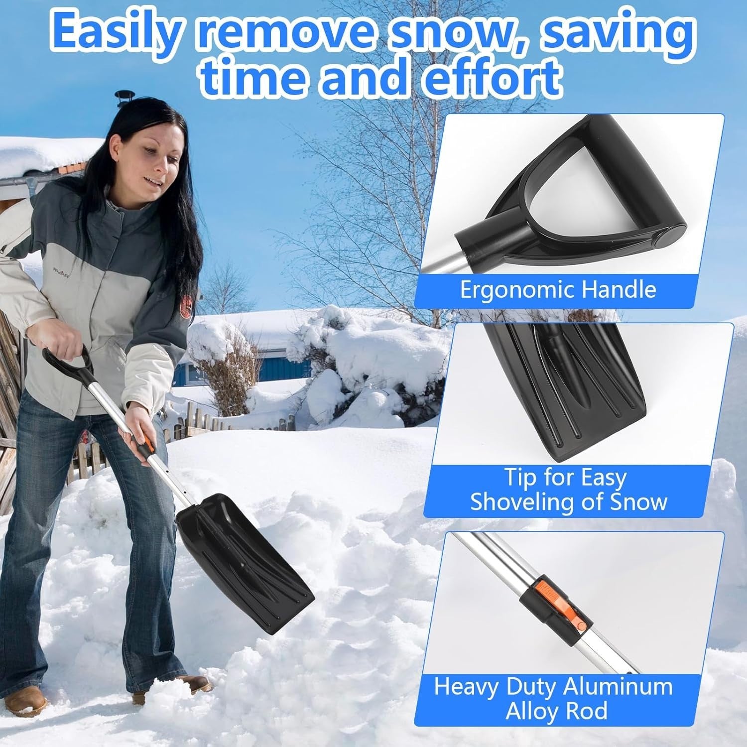 3-in-1 Eiskratzer Auto Set – Ausziehbare Schneebürste, Schneeschaufel & Drehkopf