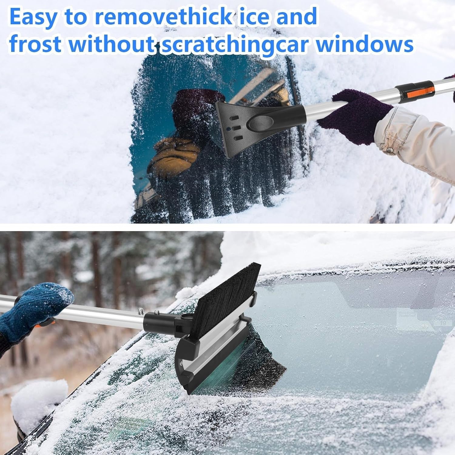 3-in-1 Eiskratzer Auto Set – Ausziehbare Schneebürste, Schneeschaufel & Drehkopf