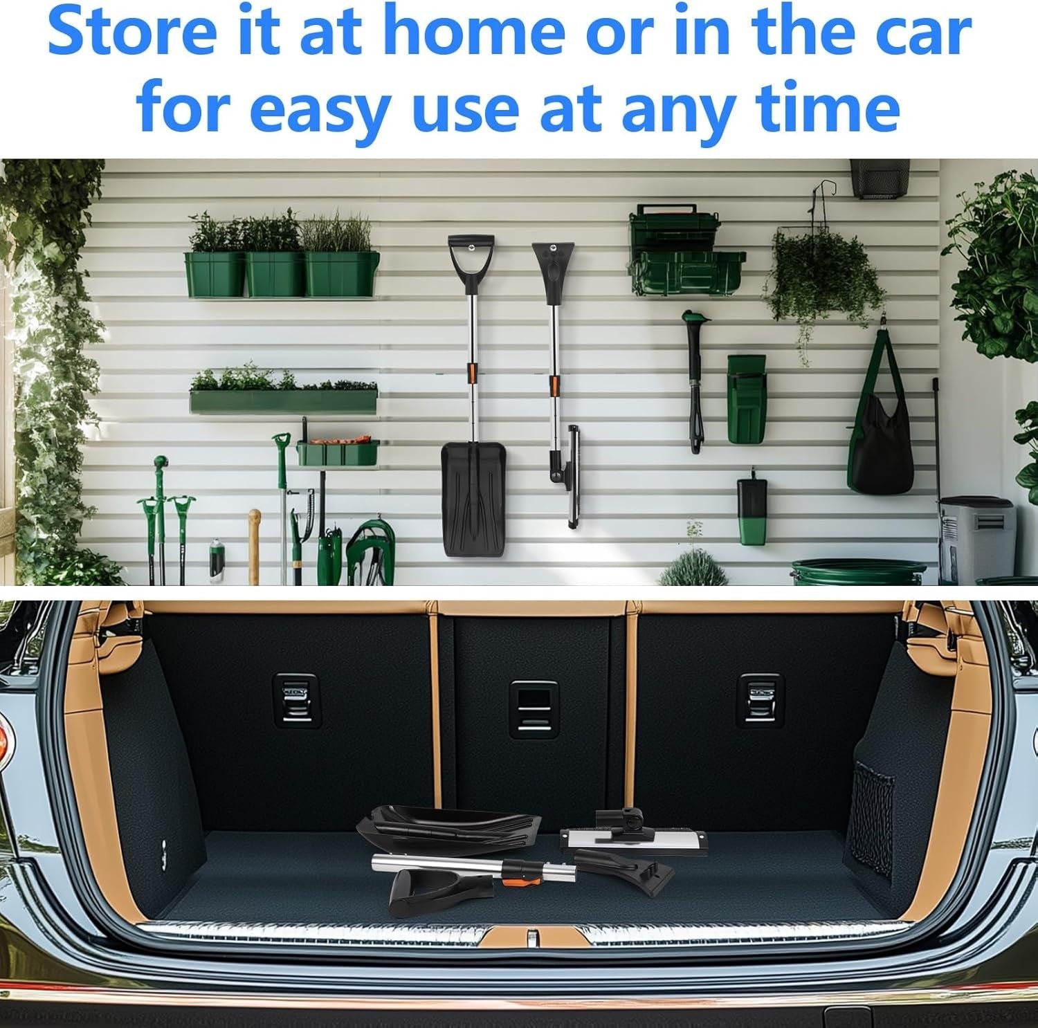 3-in-1 Eiskratzer Auto Set – Ausziehbare Schneebürste, Schneeschaufel & Drehkopf