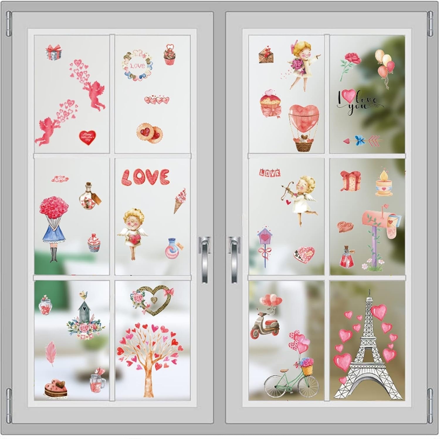 125 Stück Herz Fensterbilder – 9 Bögen Abnehmbare Fensteraufkleber, DIY Valentinstag & Hochzeitsdeko, Liebe & Herz Motive