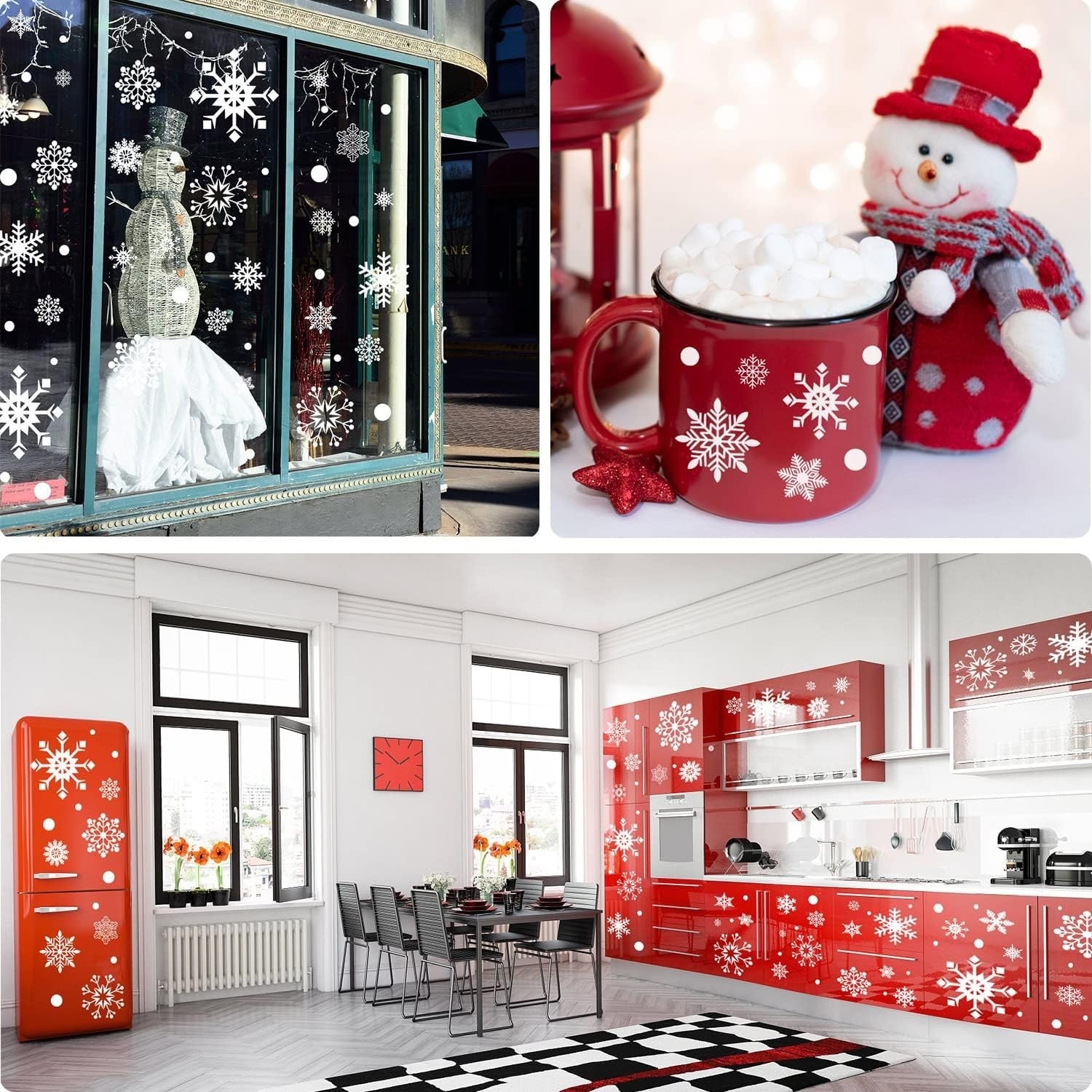 492 Stück Schneeflocken Fensterbilder – Statisch Haftende Weihnachtsaufkleber, 12 Bögen, PVC, Abnehmbar & Wiederverwendbar