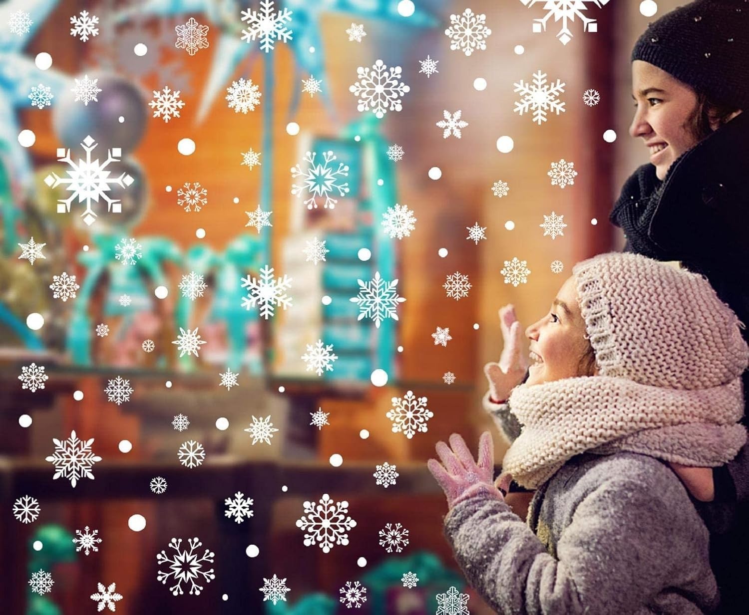 492 Stück Schneeflocken Fensterbilder – Statisch Haftende Weihnachtsaufkleber, 12 Bögen, PVC, Abnehmbar & Wiederverwendbar