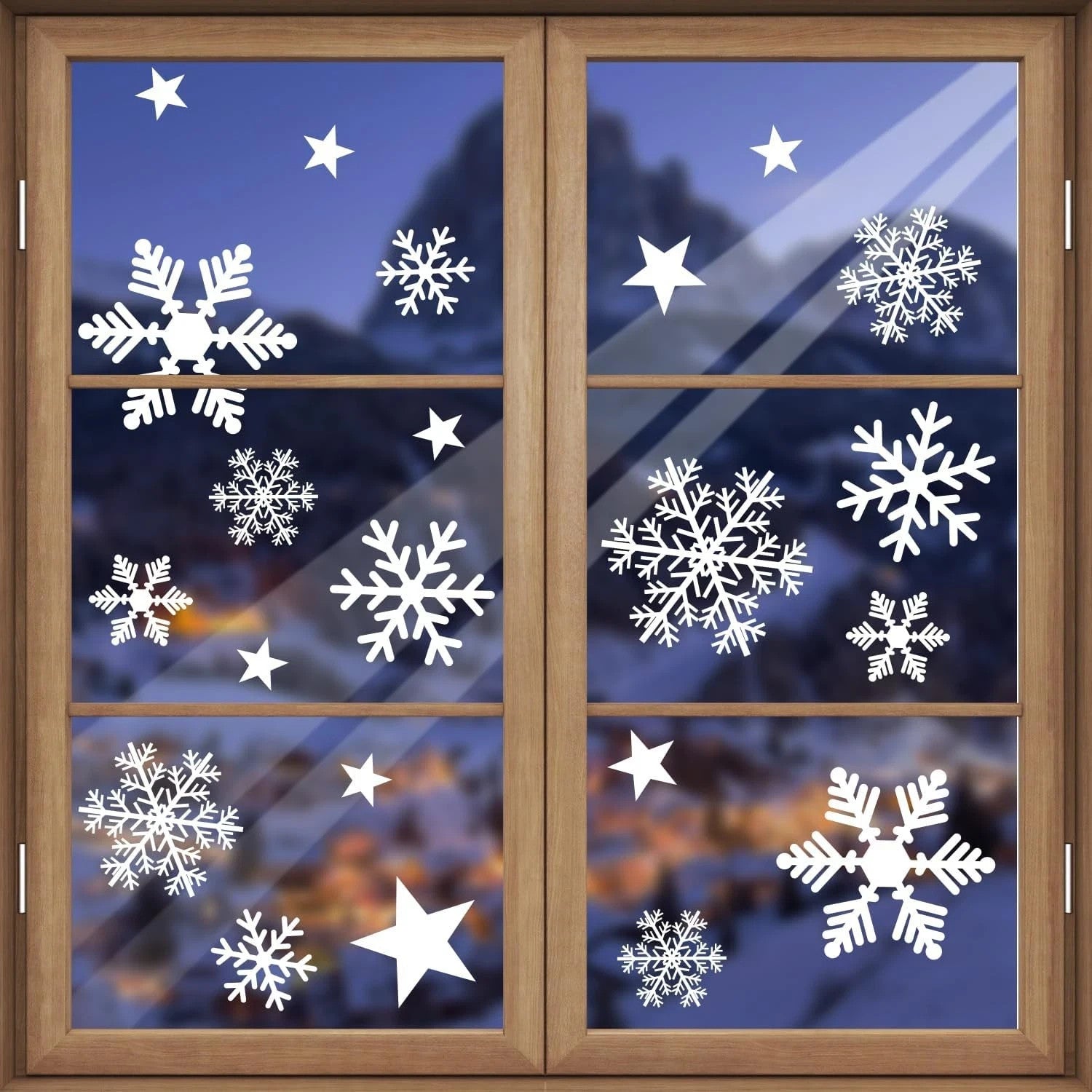 348 Stück Weihnachten Fensterbilder – Schneeflocken & Sterne Fenstersticker, Statisch Haftend, Wiederverwendbar, Winter Deko Set
