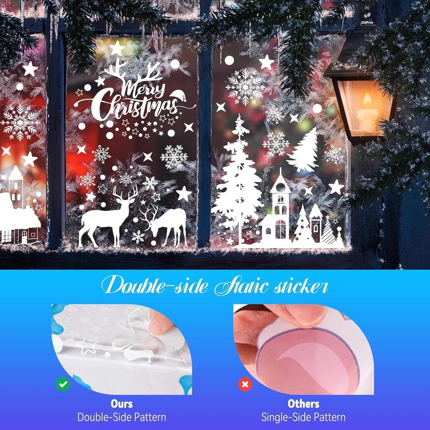 148 Stück Weihnachten Fensterbilder – Weiße selbstklebende & wiederverwendbare Fenstersticker, 9 Bögen, Winter- & Weihnachtsmotive