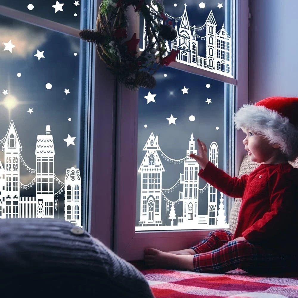 Weihnachten Fensteraufkleber – 10 Bögen Winter Fensterbilder, Doppelseitig Sichtbar, PVC & Wiederverwendbar