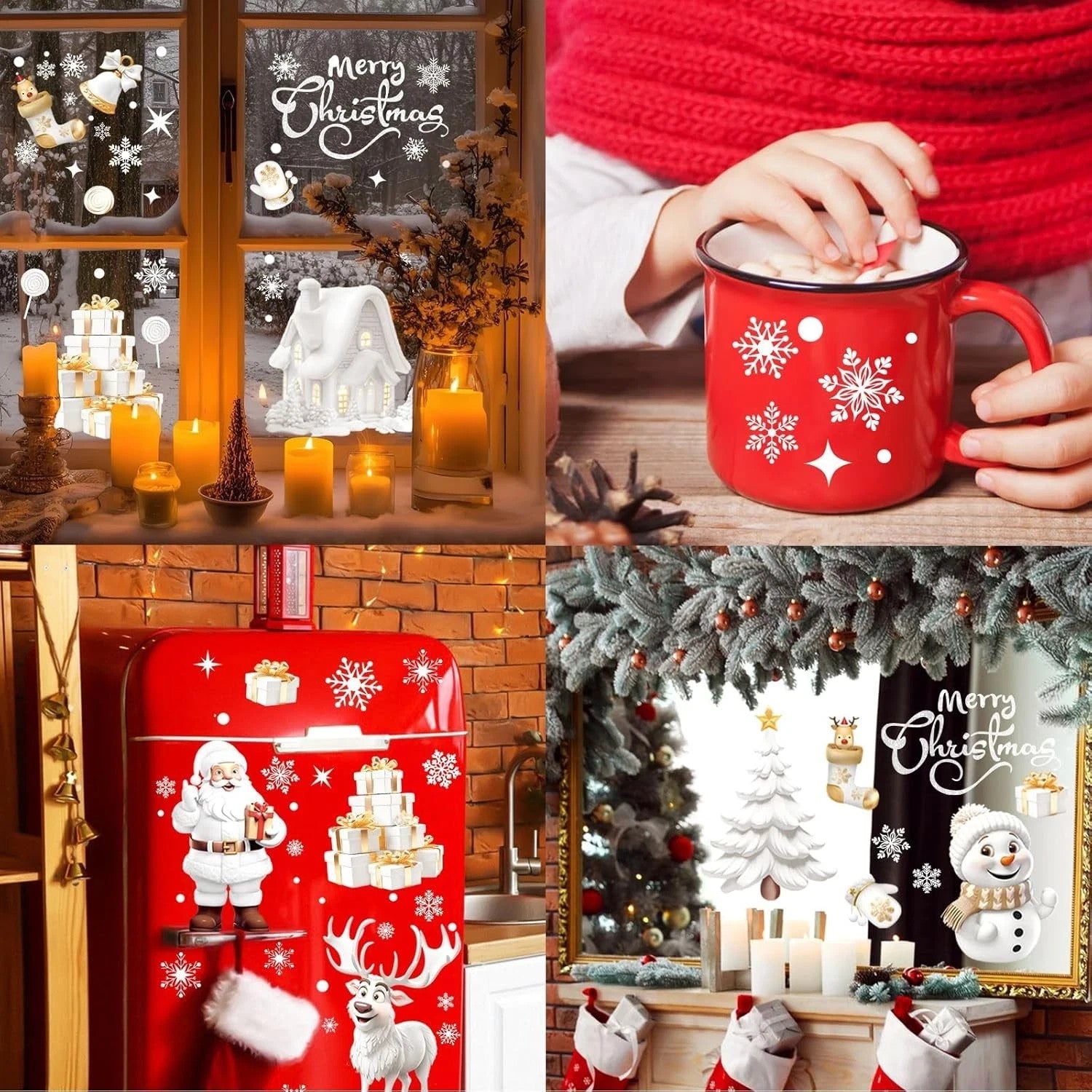 Nepfaivy Fensterbilder Weihnachten – 190-teiliges Schneeflocken & Winter Deko Set, 9 Bögen, Statisch Haftend & Wiederverwendbar