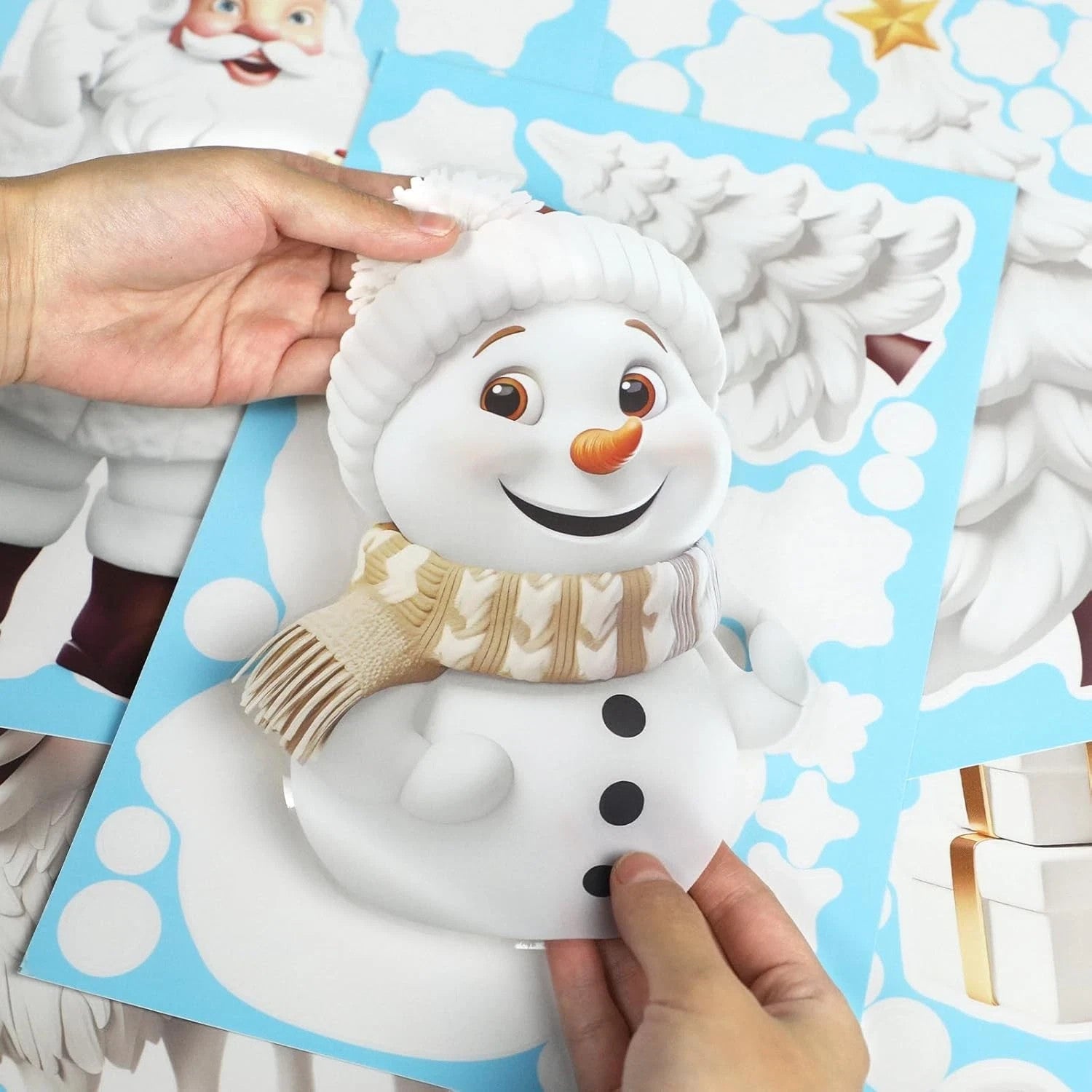 Nepfaivy Fensterbilder Weihnachten – 190-teiliges Schneeflocken & Winter Deko Set, 9 Bögen, Statisch Haftend & Wiederverwendbar