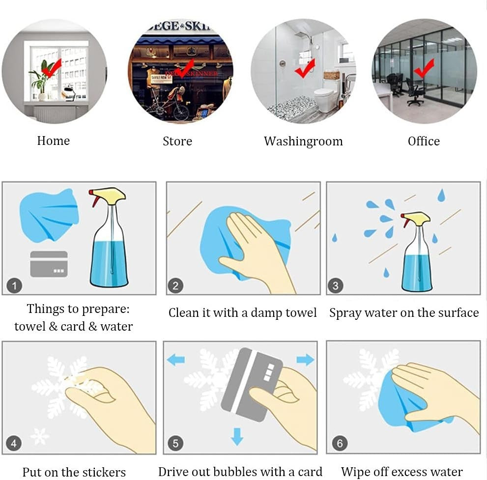 248 Stück Schneeflocken Fensterbilder – Statische Weihnachts-Fensteraufkleber, PVC, Wiederverwendbar, Winter & Weihnachtsdeko