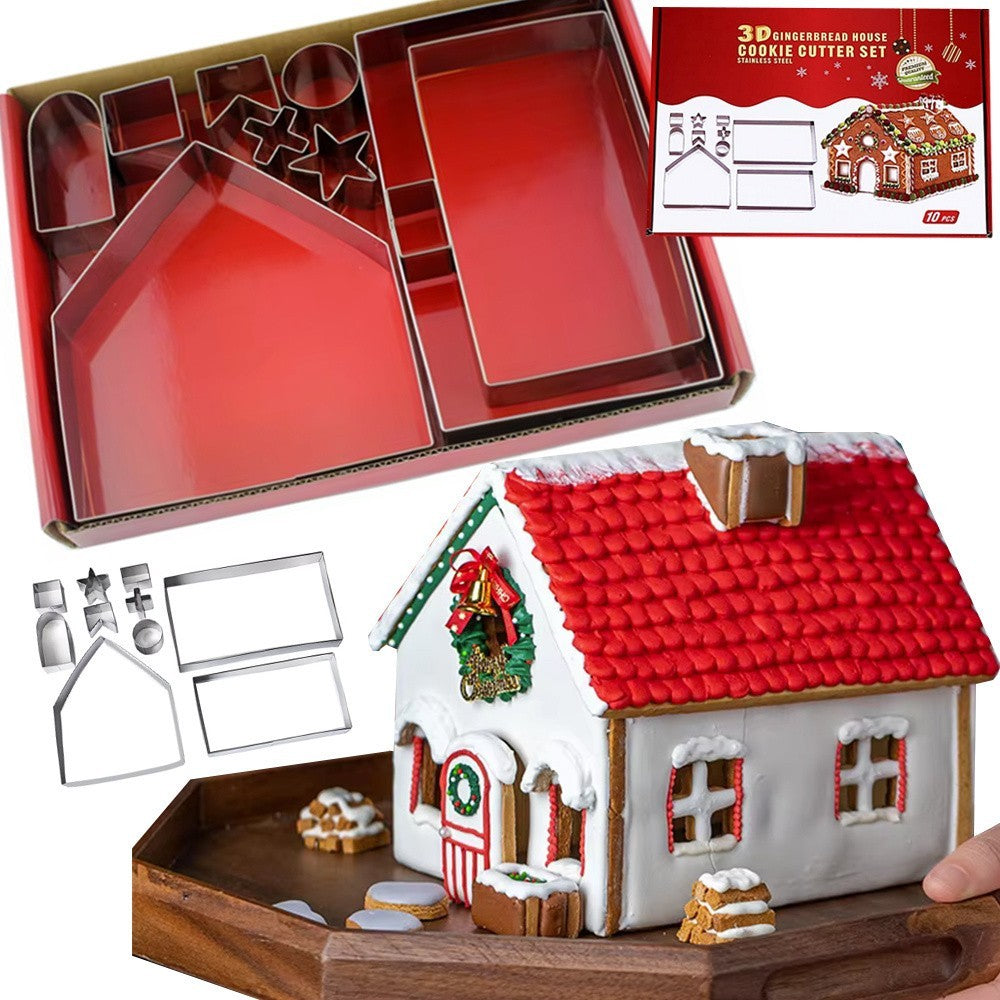 Lebkuchenhaus Ausstechformen – 10-teiliges Metallset für Weihnachtshaus, Krippenhäuschen & Festtagsgebäck, langlebig & präzise