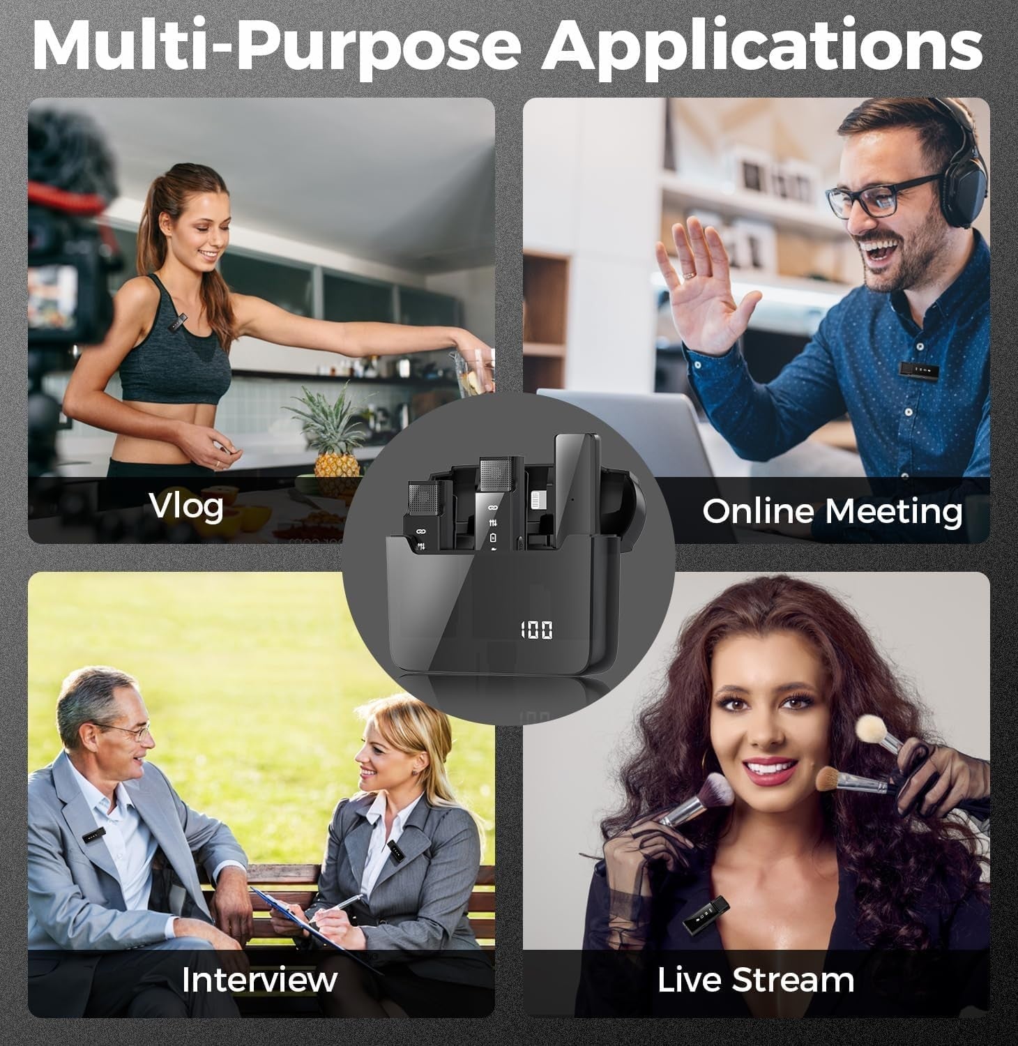 Kabelloses Lavalier Mikrofon Set für iPhone iPad mit Geräuschfilter 30h🎤📱