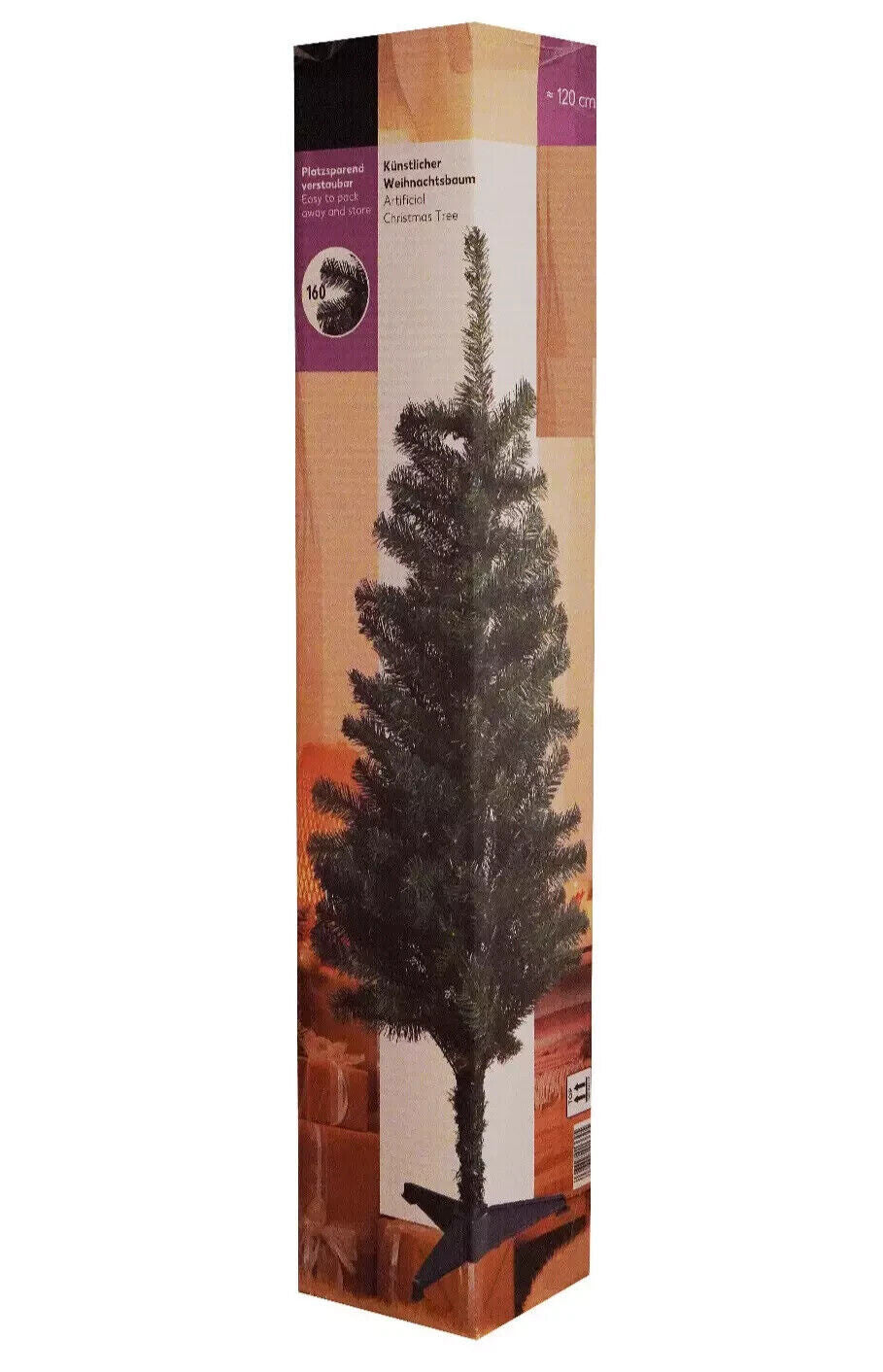 Künstlicher Weihnachtsbaum 120 cm – Grüner Tannenbaum aus Kunststoff mit Standfüßen, schneller Aufbau