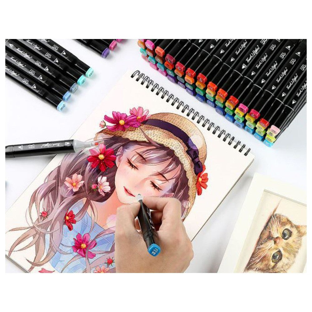 40 Stück Alkoholmarker Set | Doppelseitige Filzstifte für Kinder & Erwachsene | Feine und breite Spitze, Alkoholbasis, mit Etui