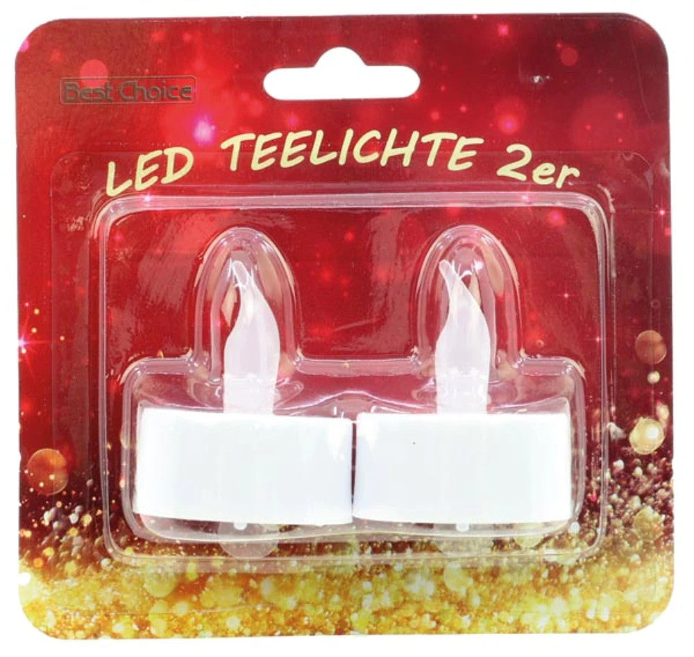 LED Teelichter 2er Set 4x3cm inkl. Batterie | Flackernde Kerzen mit Schalter 🕯️