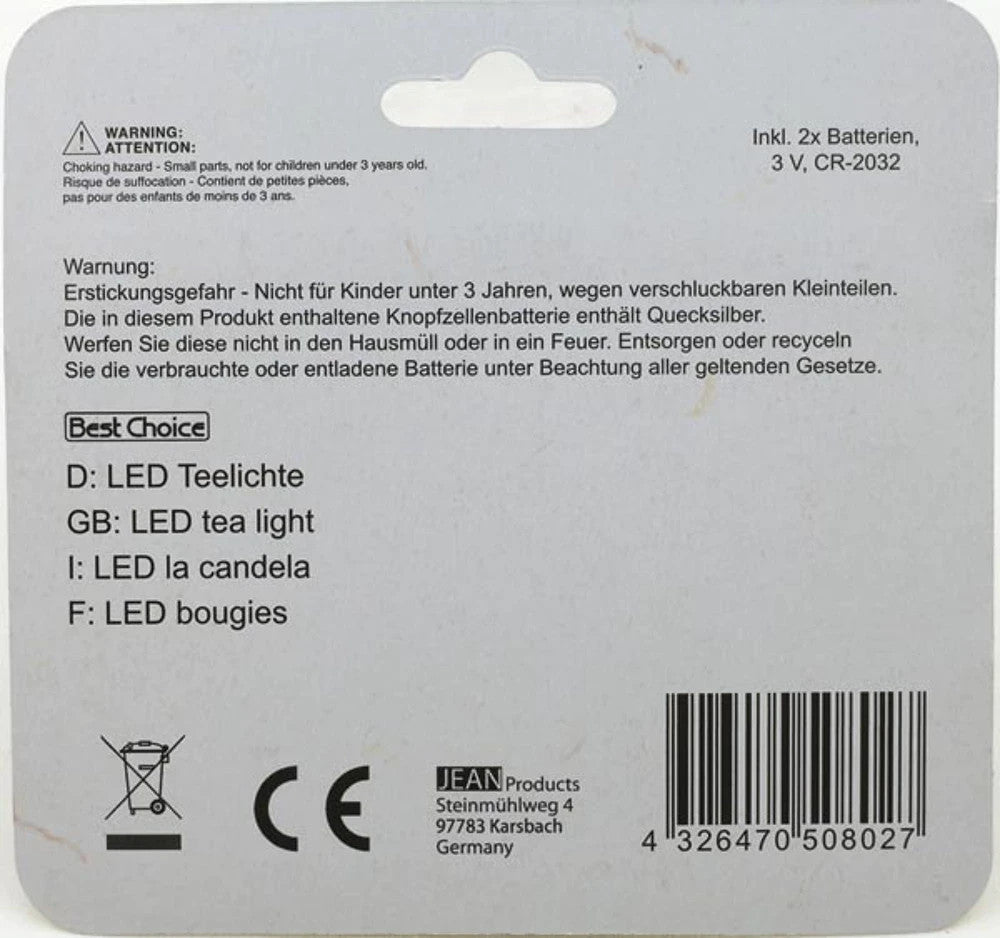 LED Teelichter 2er Set 4x3cm inkl. Batterie | Flackernde Kerzen mit Schalter 🕯️