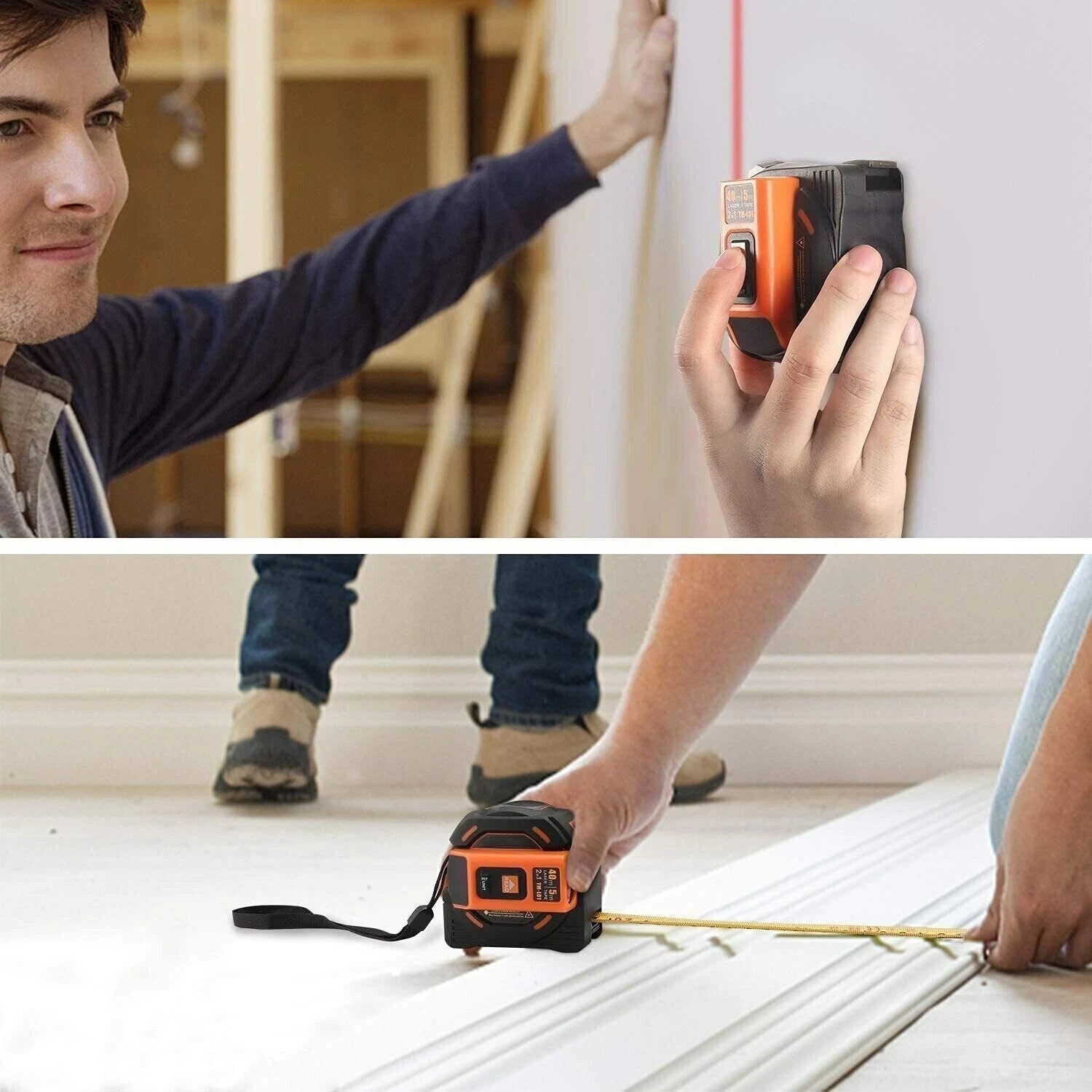 Tacklife TM-L01 2-in-1 Laser Distanzmesser 40m mit Maßband 5m & Magnethaken