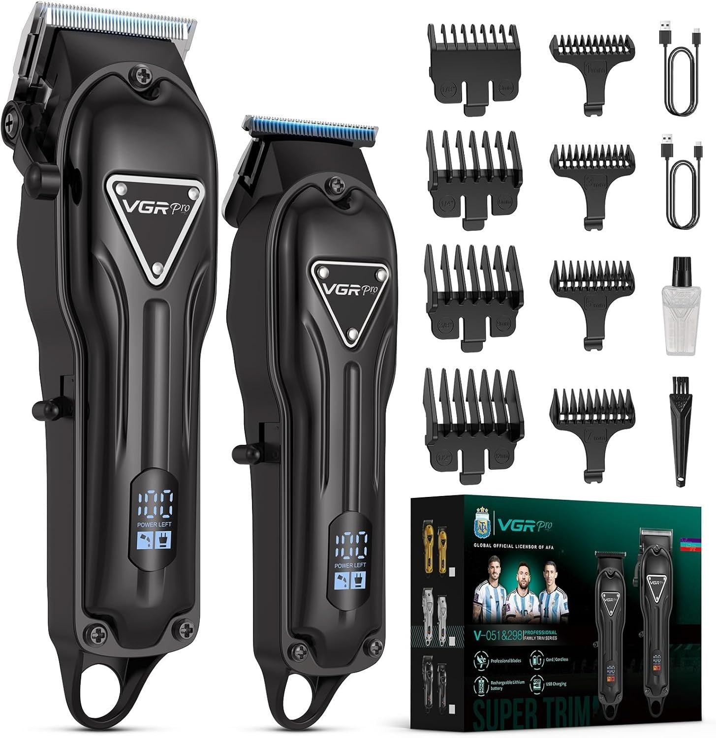 Kabellose Haarschneidemaschine für Herren – Profi T-Trimmer Set mit langer Akkulaufzeit, leise & präzise, Schwarz
