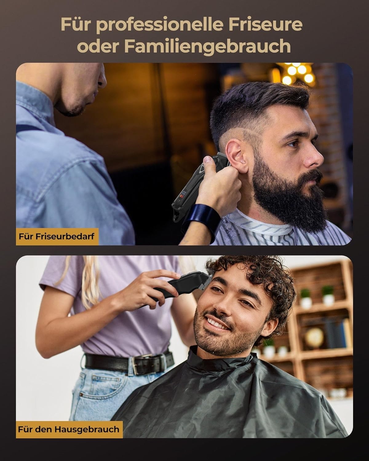 Kabellose Haarschneidemaschine für Herren – Profi T-Trimmer Set mit langer Akkulaufzeit, leise & präzise, Schwarz