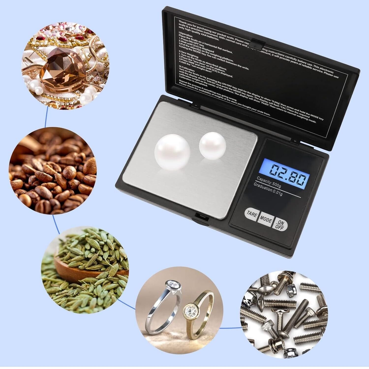 Digitale Taschenwaage 0,1g – 500g mit LCD & TARA – Präzisionswaage für Schmuck & Gold