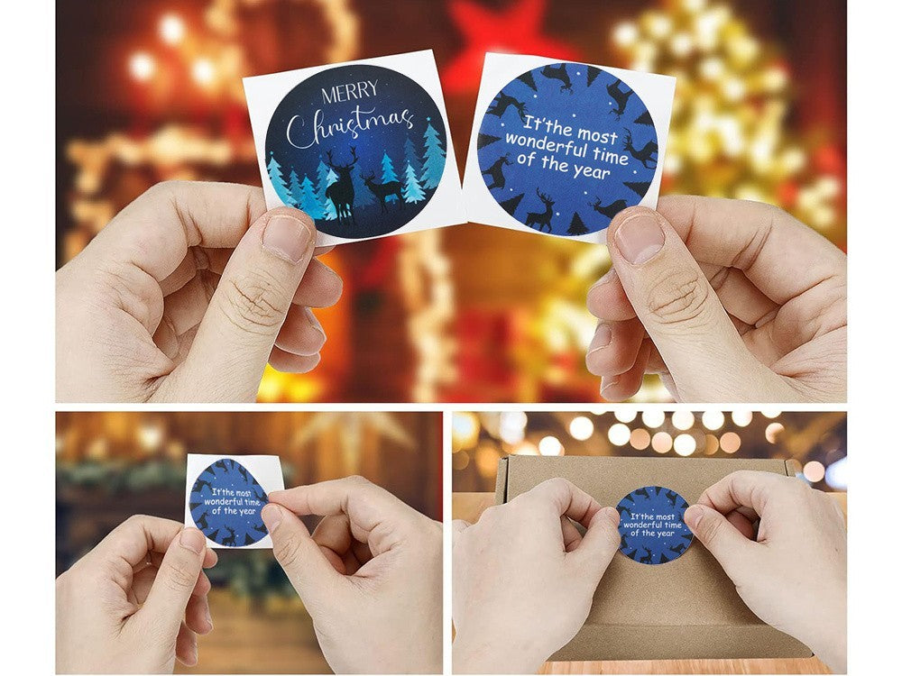 Weihnachtliche Aufkleber Rolle 500 Stück Frohe Weihnachten Sticker Deko 🎄