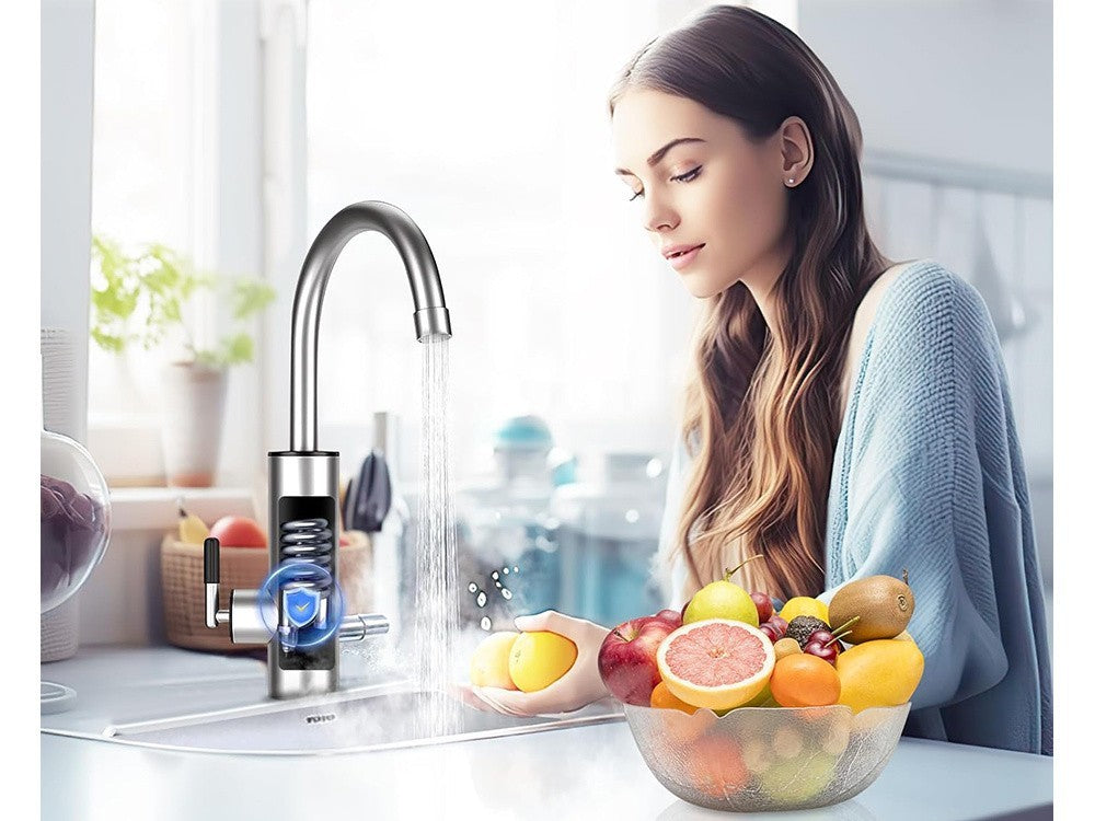 Elektrischer Durchlauferhitzer Wasserhahn 3000W LCD Küchenarmatur Sofort 360°