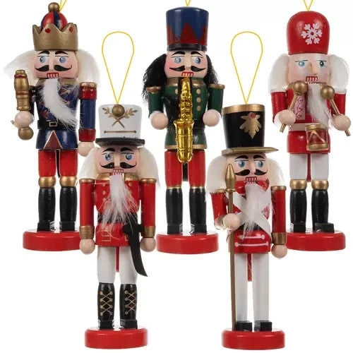 Nussknacker Weihnachtsbaum Deko Holz 5er Set Figuren 2in1 zum Hängen 🎄