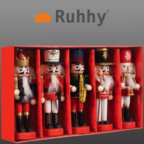 Nussknacker Weihnachtsbaum Deko Holz 5er Set Figuren 2in1 zum Hängen 🎄