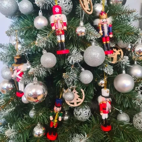 Nussknacker Weihnachtsbaum Deko Holz 5er Set Figuren 2in1 zum Hängen 🎄