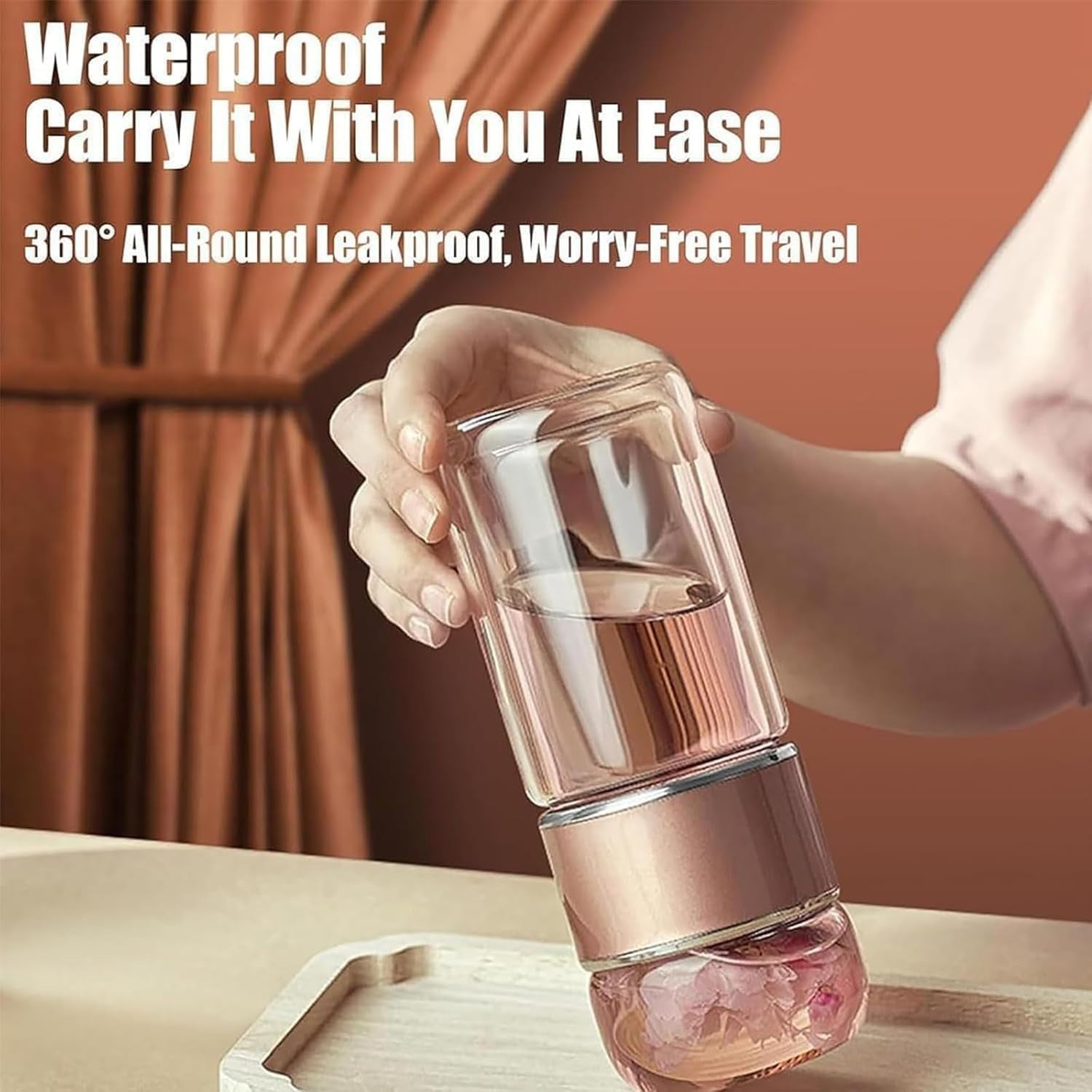 300 ml Glas Teebecher mit Teesieb – Doppelwandig, Hitzebeständig, Tragbar