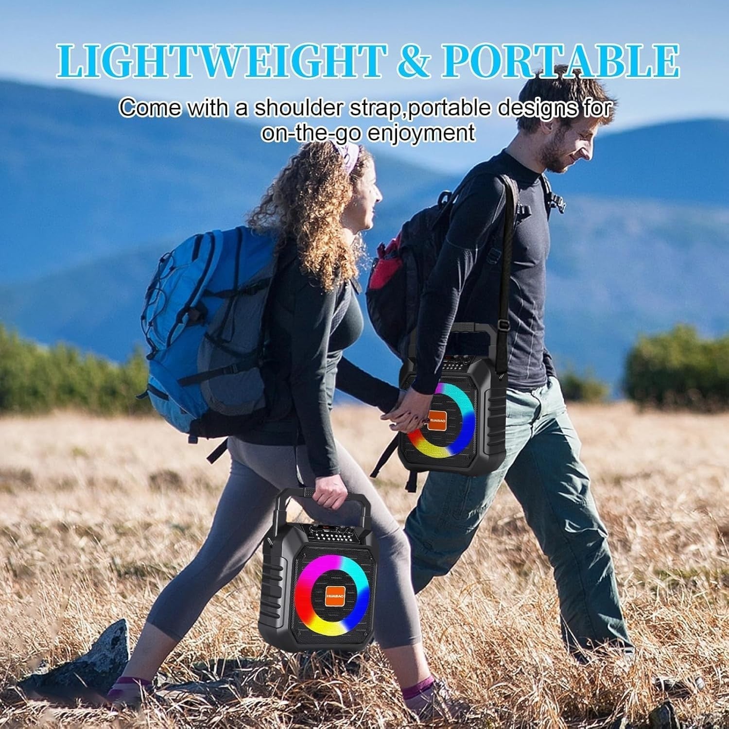 Karaoke Maschine mit 2 Funkmikrofonen, LED PA Lautsprecher, Bluetooth, USB