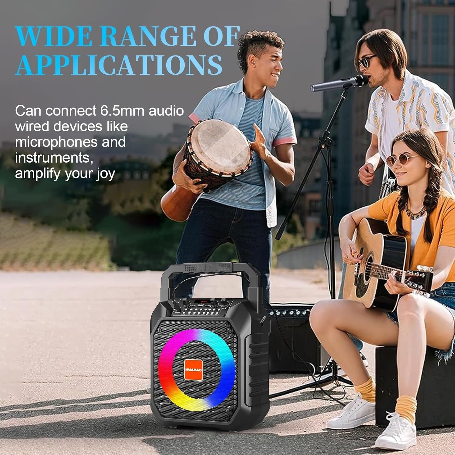 Karaoke Maschine mit 2 Funkmikrofonen, LED PA Lautsprecher, Bluetooth, USB