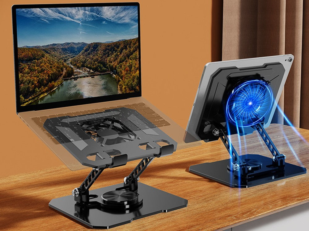 Tablet Ständer mit Kühlung 4-16 Zoll Halter 360° drehbar verstellbar schwarz