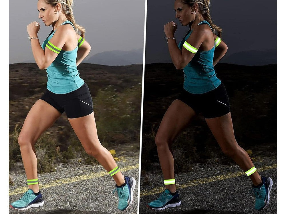 2er-Set Reflektierende elastische Armbänder / Knöchelbänder Reflektor Jogging