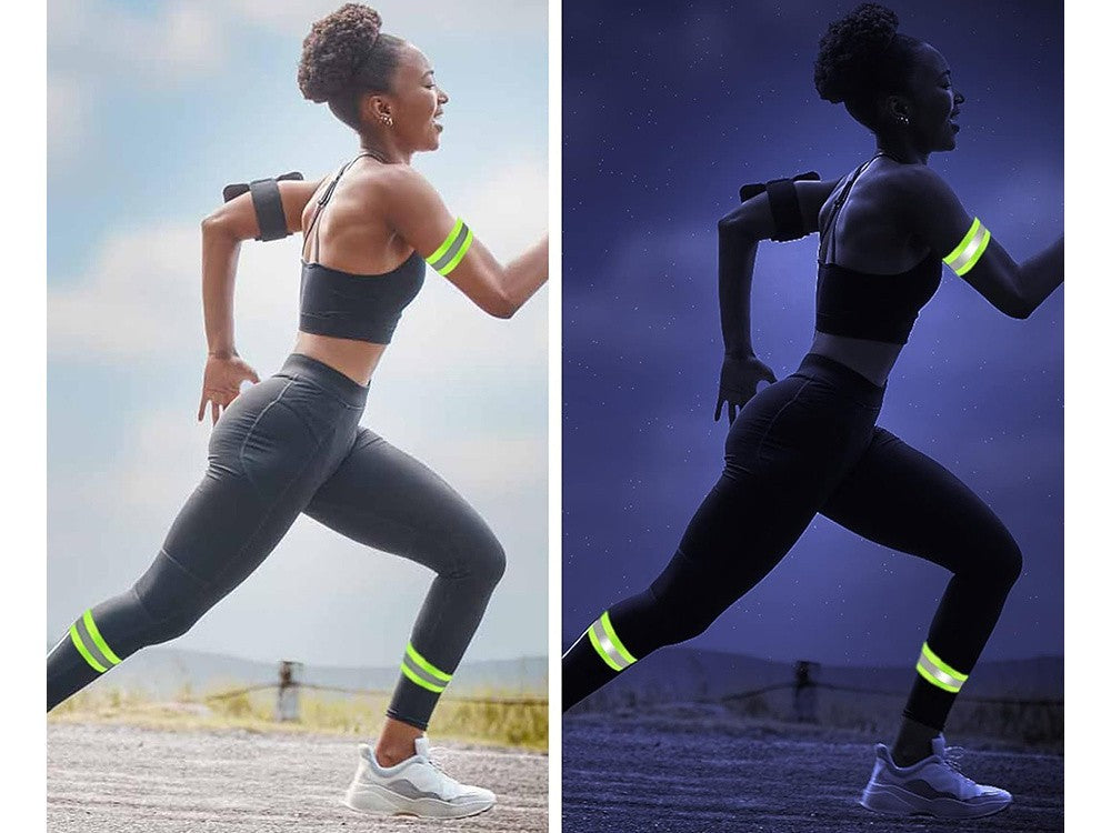 2er-Set Reflektierende elastische Armbänder / Knöchelbänder Reflektor Jogging