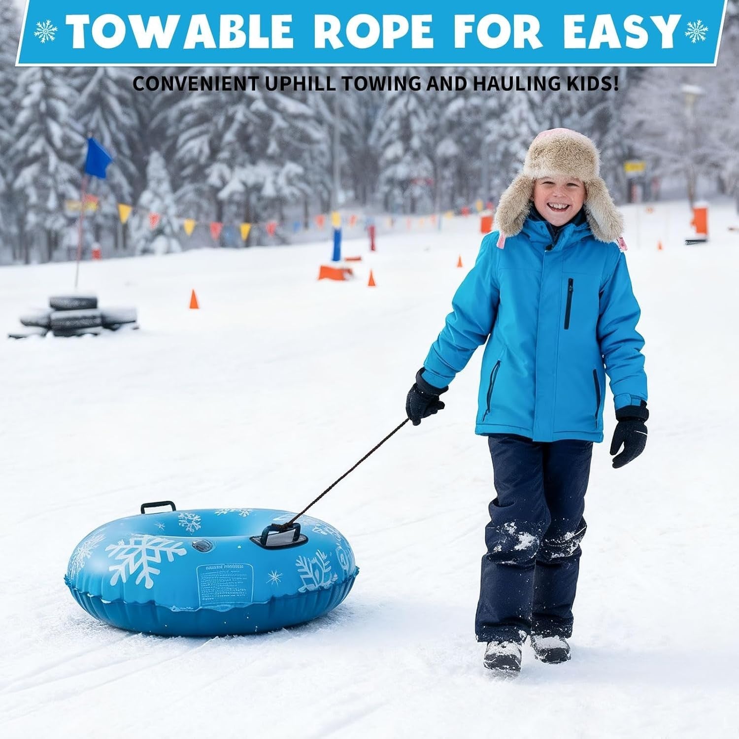 Snow Tube 90 cm –Aufblasbarer Schlitten für Kinder & Erwachsene in Rot Blau Grün