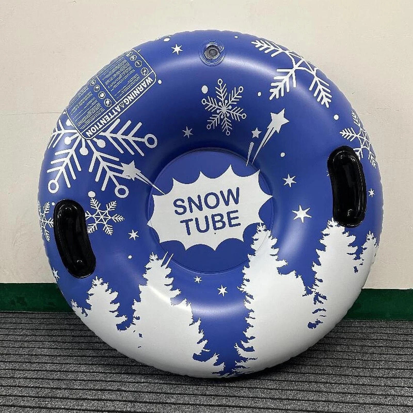 Aufblasbarer Schneereifen Schlitten 127 cm mit Griffen & Schleppleine