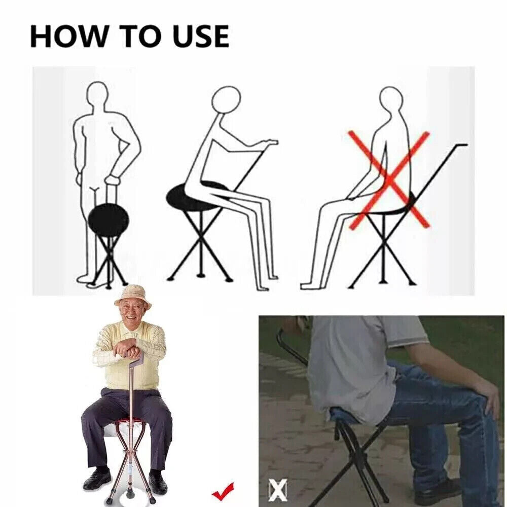2er Set Einstellbarer Gehstock mit Sitz – Leichte Aluminium Gehhilfe für Senioren