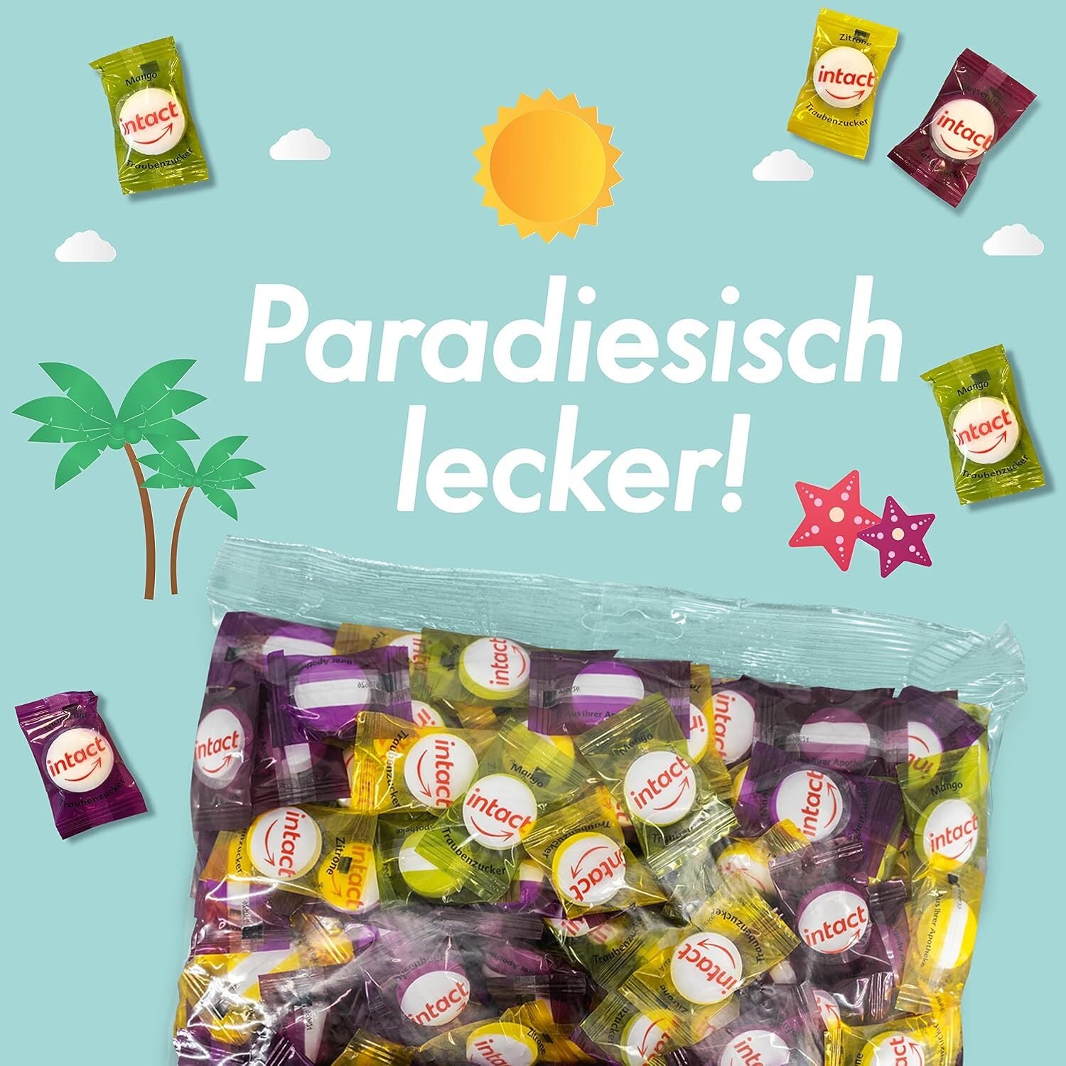 Intact (Kindermischung) Traubenzucker im Beutel • 500g Traubenzucker Bonbons