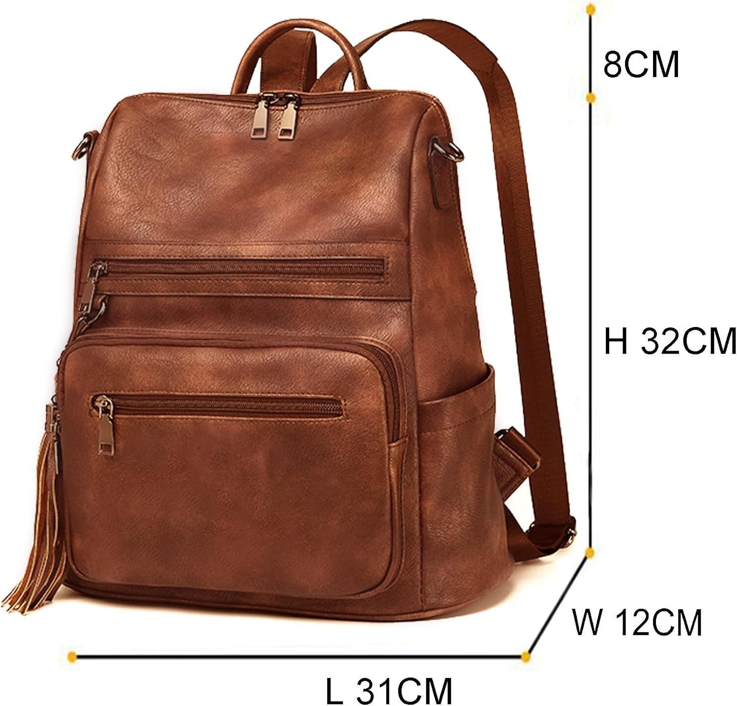Damen-Rucksack veganem Leder Groß Stylisch Frauen Designer Schultertasche