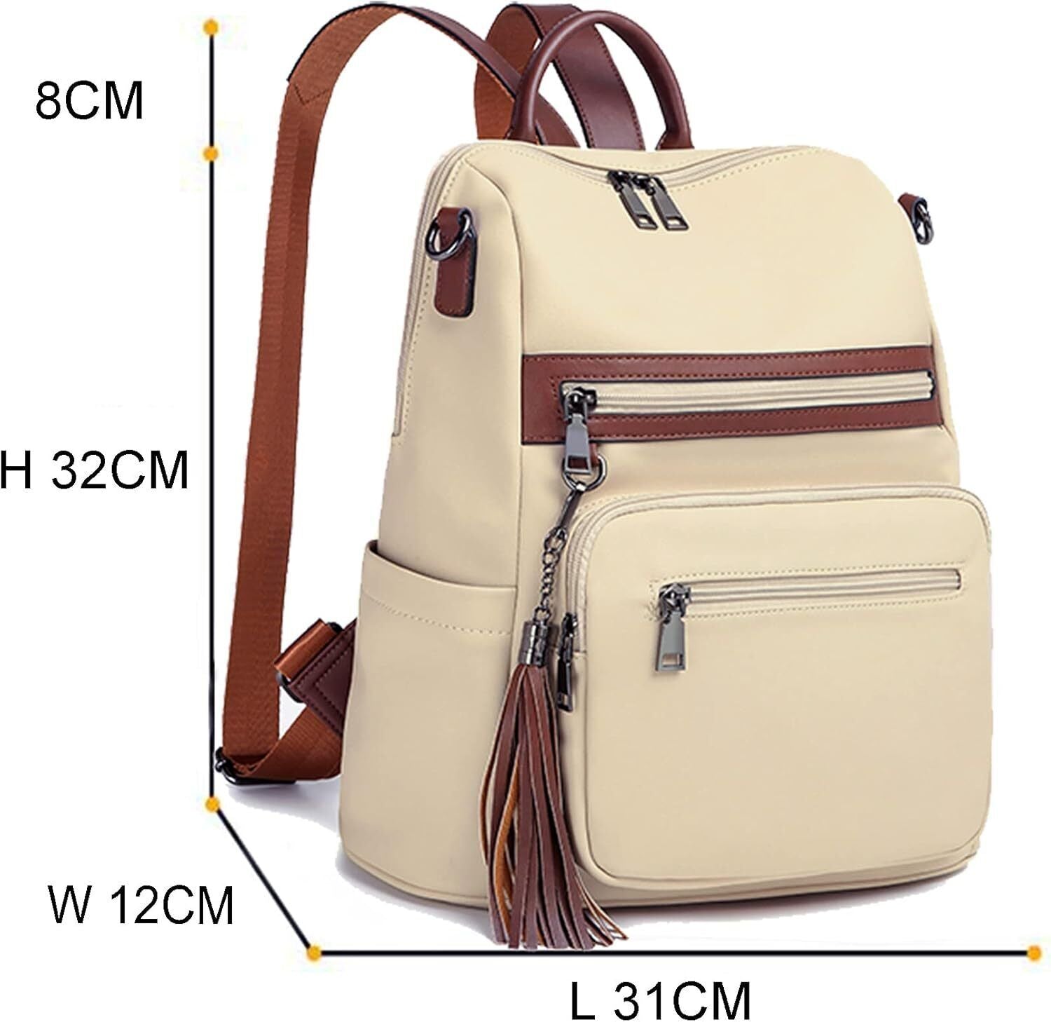 Damen-Rucksack veganem Leder Groß Stylisch Frauen Designer Schultertasche