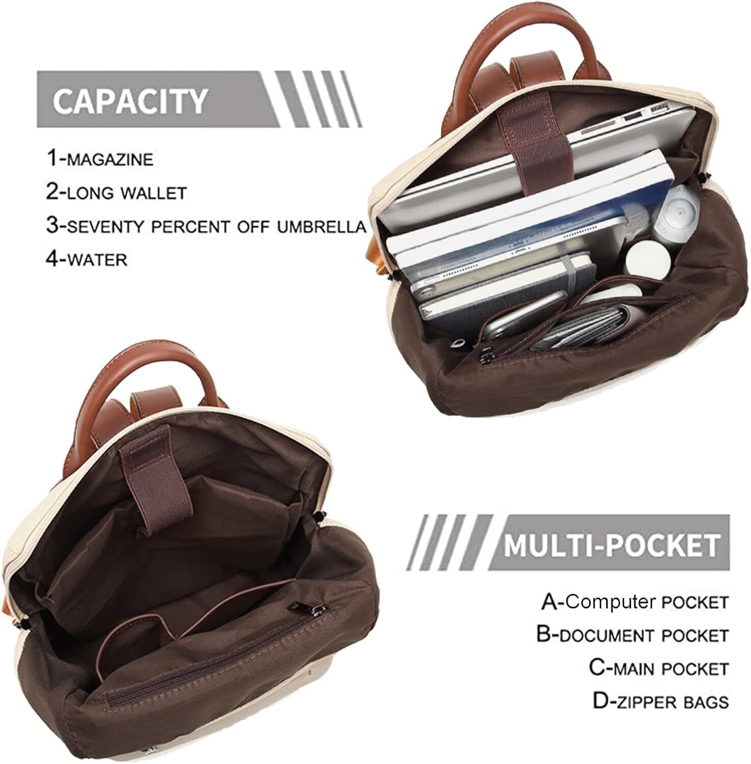 Damen-Rucksack veganem Leder Groß Stylisch Frauen Designer Schultertasche