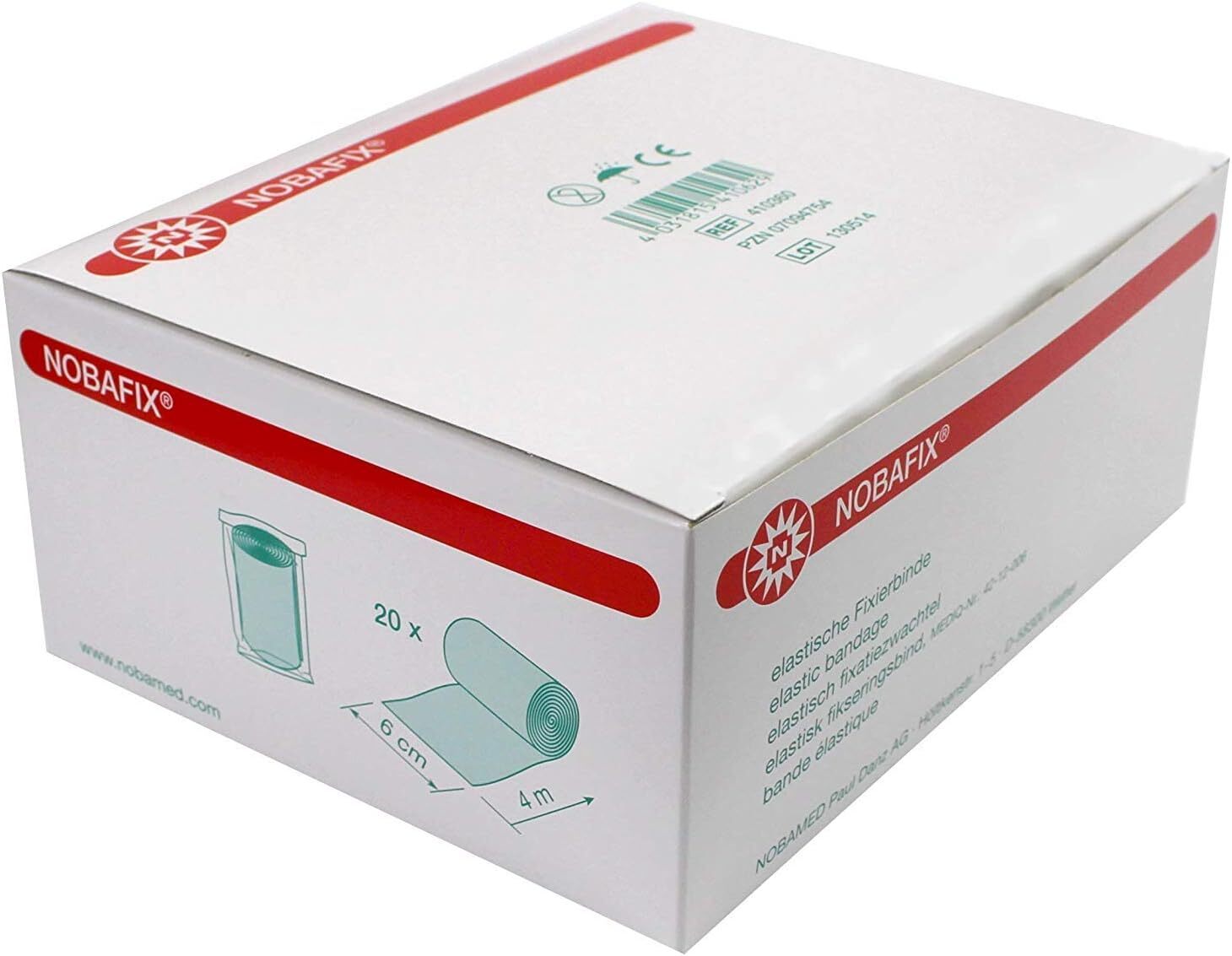 Elastische Fixier-Mullbinden 4m x 6cm, einzeln verpackt für Wundversorgung