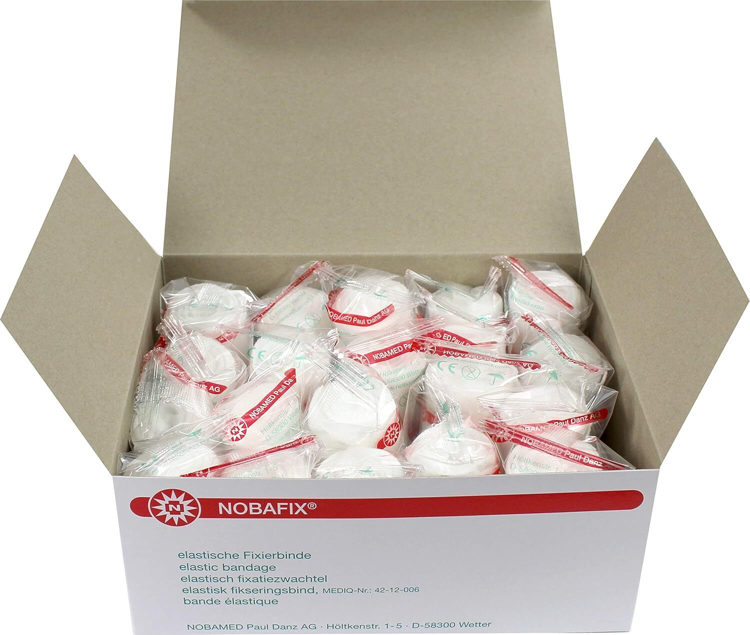 Elastische Fixier-Mullbinden 4m x 6cm, einzeln verpackt für Wundversorgung