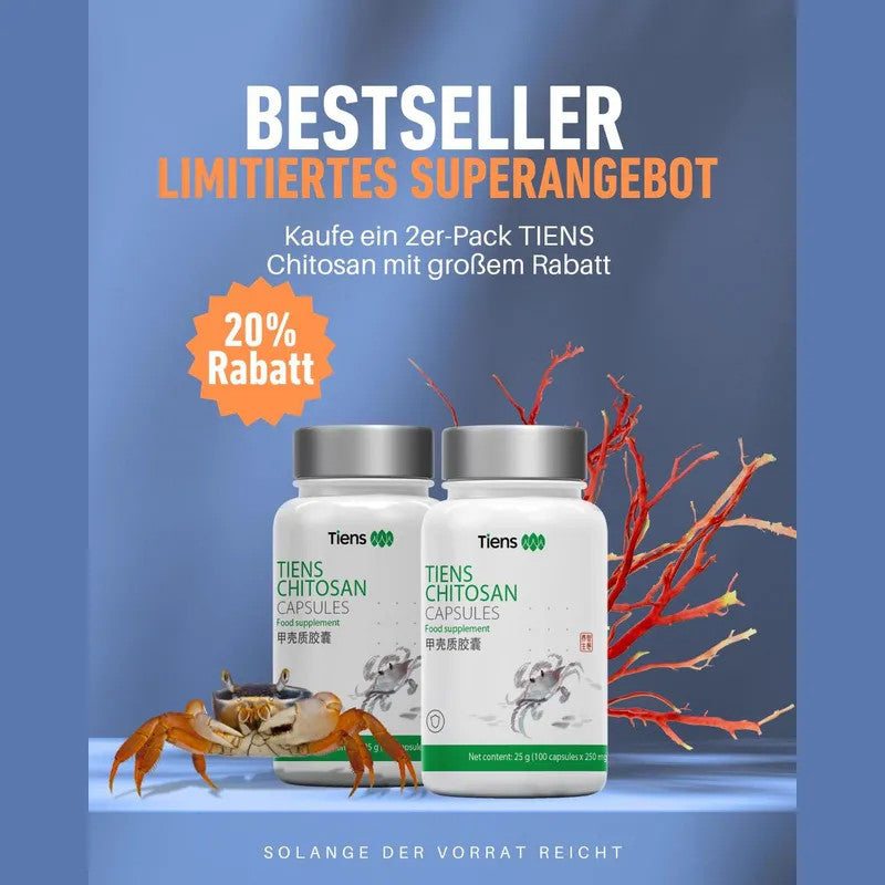 3x TIENS Chitosan Kapseln – Detox & Ernährung – 300 Stück á 25g