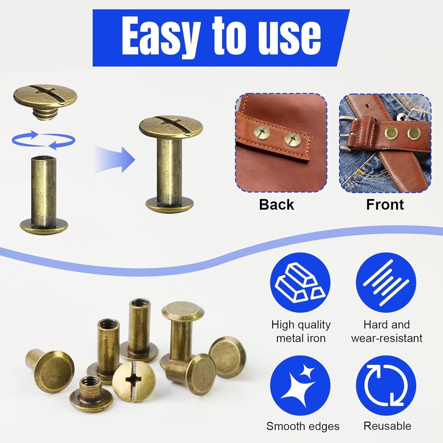 110x Chicago Schrauben M5 Buchschrauben Nieten Leder Handwerk Bronze