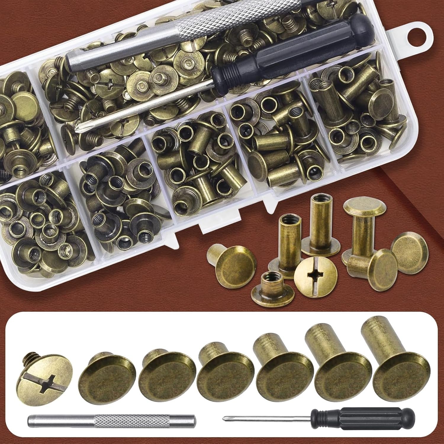 110x Chicago Schrauben M5 Buchschrauben Nieten Leder Handwerk Bronze