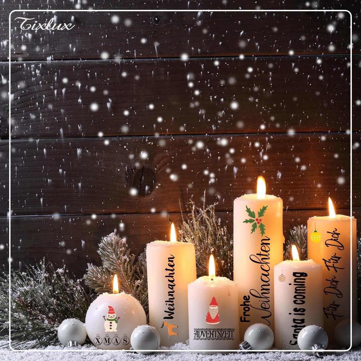 6x Weihnachts Kerzen Tattoo Set  200+ Motive Wassertransfer Deko