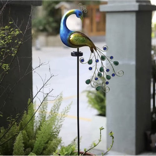 Solar Gartenleuchte Pfau 40 LED Solar Lampe IP44 mit Dämmerungssensor